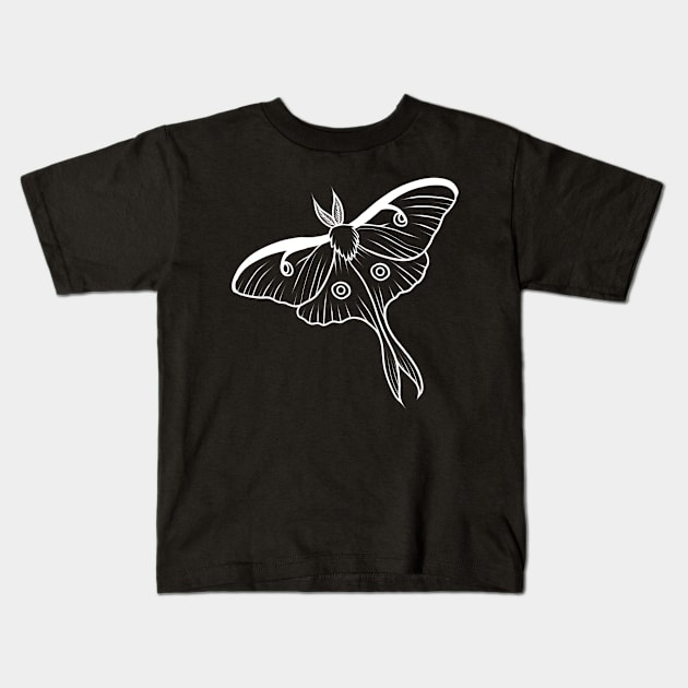 Luna moth Kids T-Shirt by Raccoon.Trash